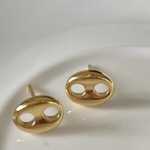 925 Sterling Silver Pig Nose Gold Stud Earrings